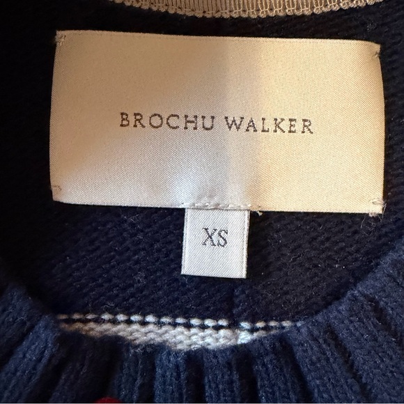 BROCHU WALKER CY Striped crewneck Sweater cream and navy blue, size XS - Picture 2 of 14